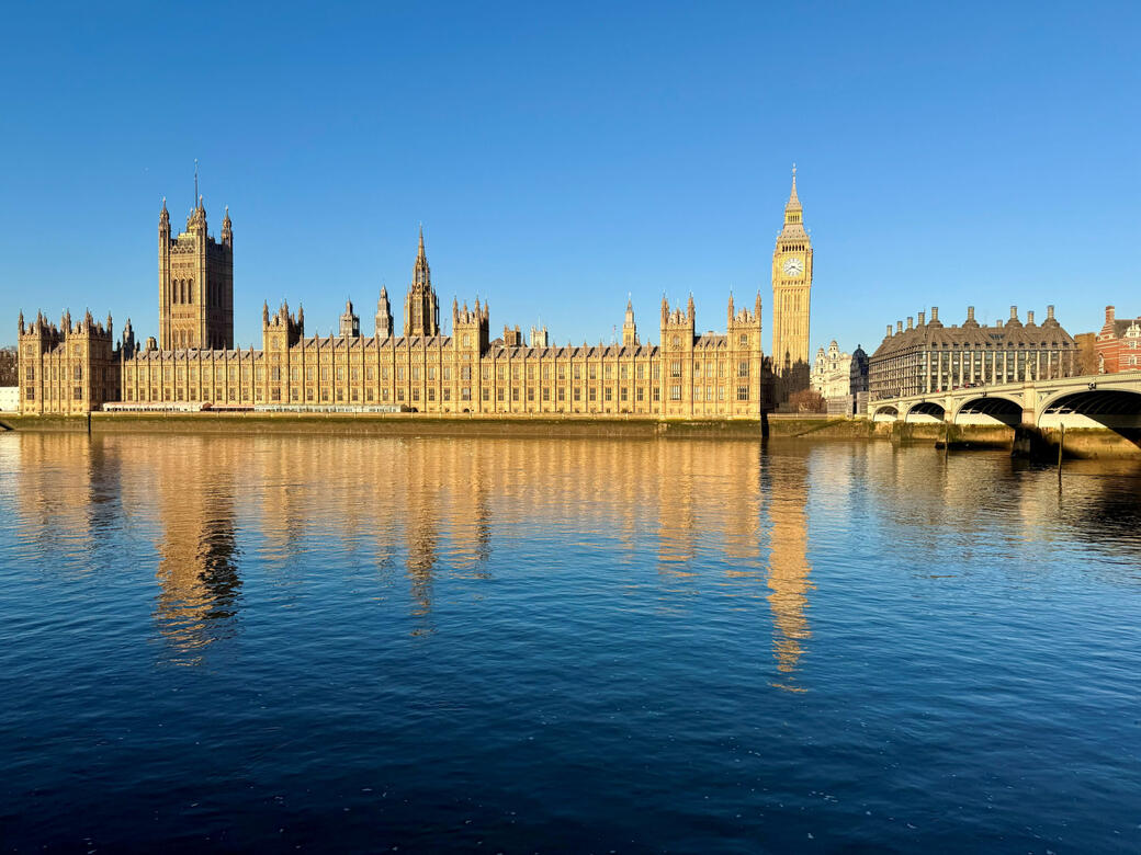 Palace of Westminster and the River Thames in London, UK