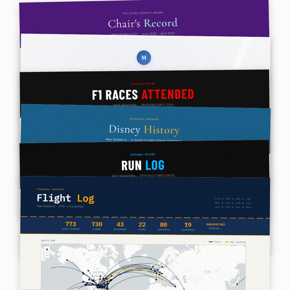 Screenshots of personal archive lists and log sites.